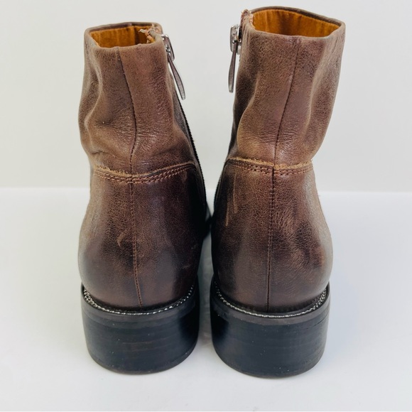 Franco Sarto Benny Brown Leather Ankle Boots Heeled Side Zip Women’s Size 6M - Picture 6 of 12